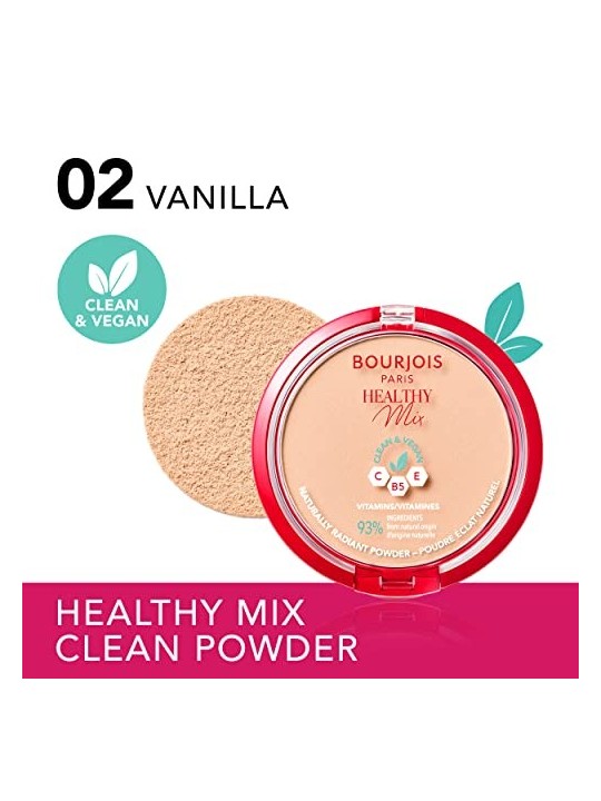 Bourjois Healthy Mix Clean Vegan Polvere Naturalmente Radiante 10 g donna 02 Vanilla