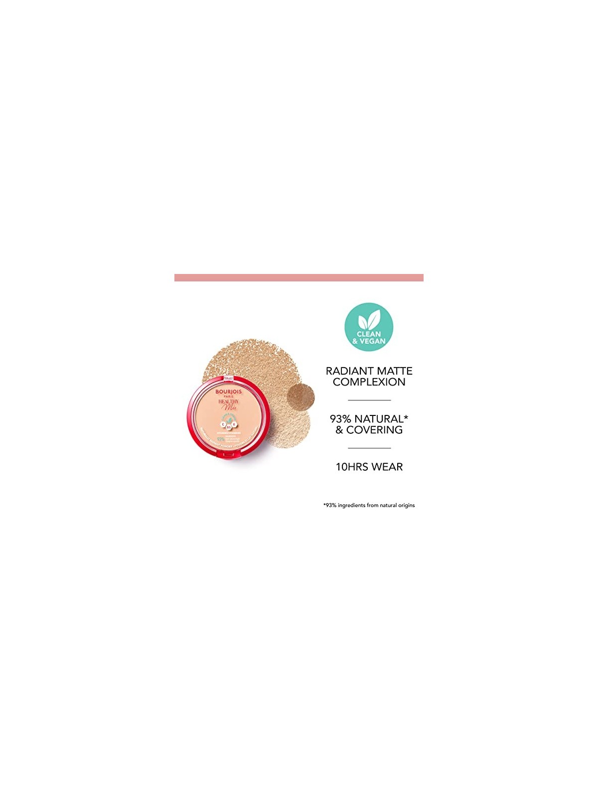 Bourjois Healthy Mix Clean Vegan Polvere Naturalmente Radiante 10 g donna 02 Vanilla