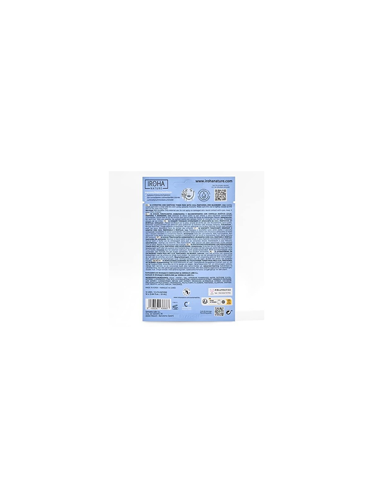 Iroha TONICO IDRATANTE tamponi preinumiditi 10 unit unisex