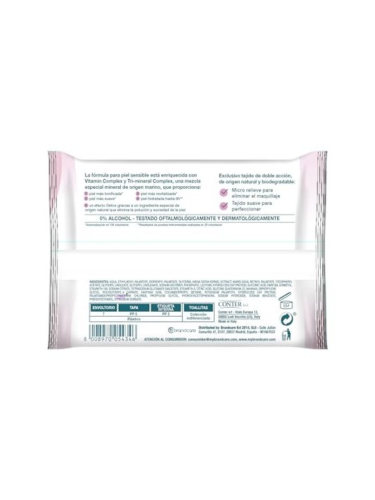 Vitesse TRIMINERAL PELLE SENSIBILE salviette struccanti 25 unit unisex