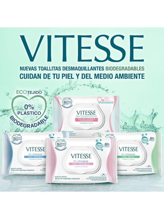 Vitesse TRIMINERAL PELLE SENSIBILE salviette struccanti 25 unit unisex