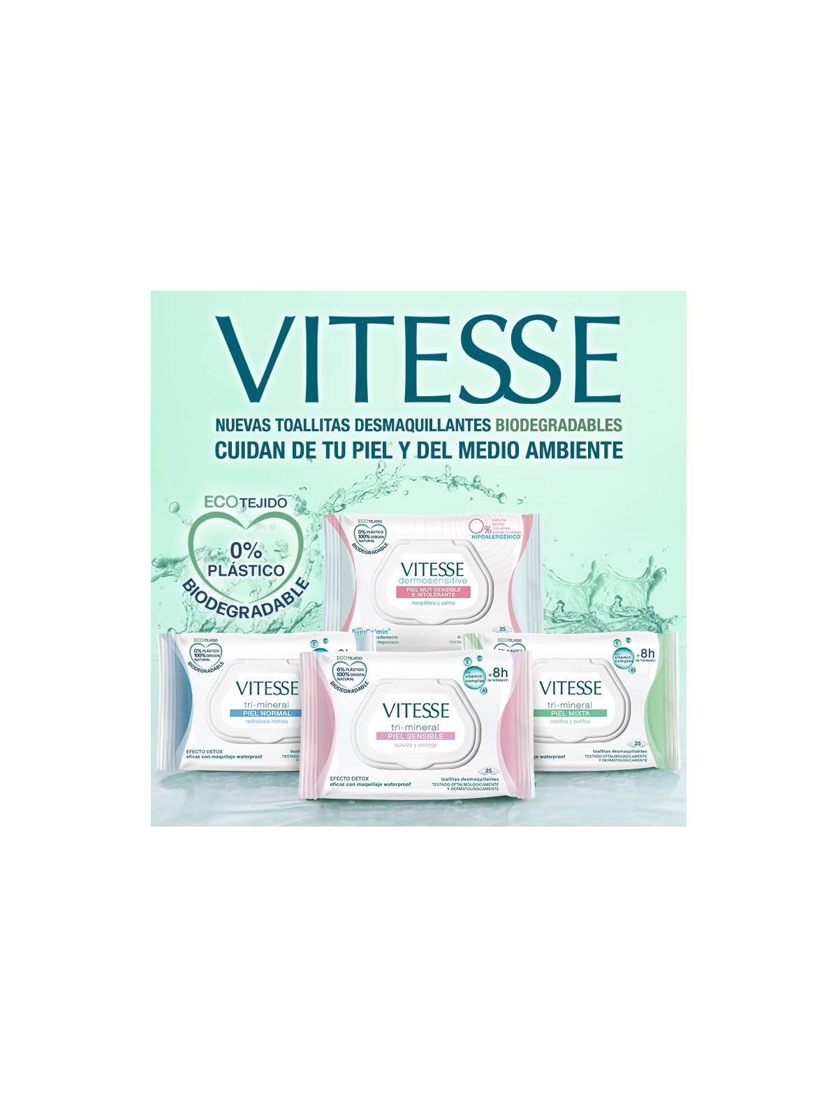 Vitesse TRIMINERAL PELLE SENSIBILE salviette struccanti 25 unit unisex