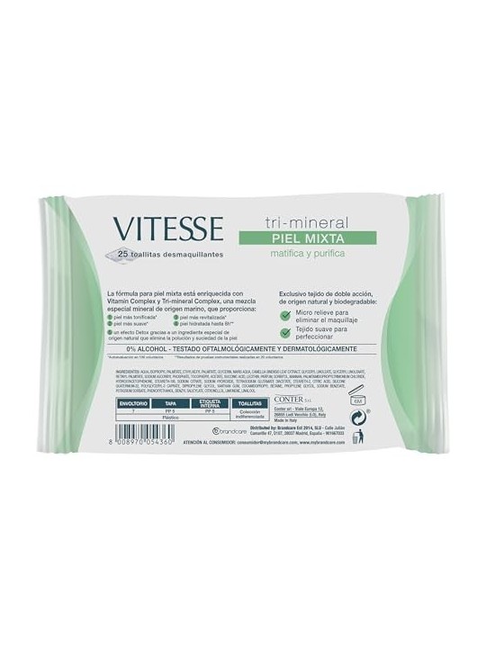 Vitesse TRIMINERAL PELLE MISTA salviette struccanti 25 unit 