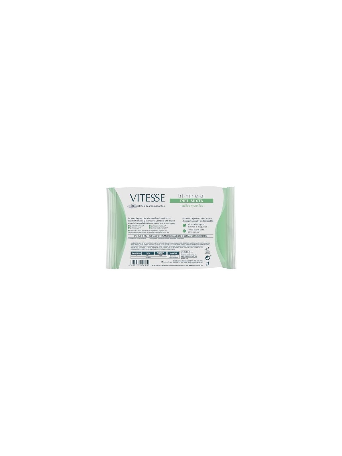 Vitesse TRIMINERAL PELLE MISTA salviette struccanti 25 unit 