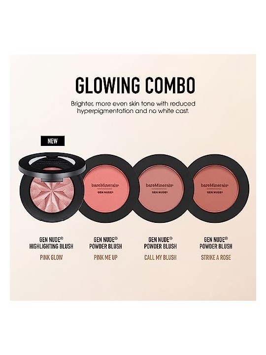 Bare Minerals GEN NUDE blush illuminante Pink Glow 38 gr donna