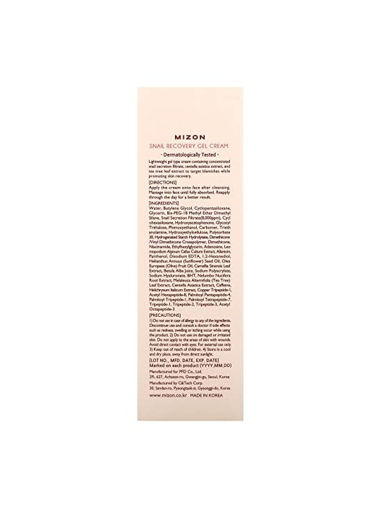 Mizon Pleï¿½ï¿½ Gel with 80% Snail Recovery Gel Cream 45ml