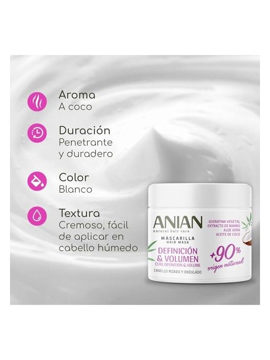 Anian DEFINIZIONE e VOLUME maschera di cheratina vegetale 350ml per donna