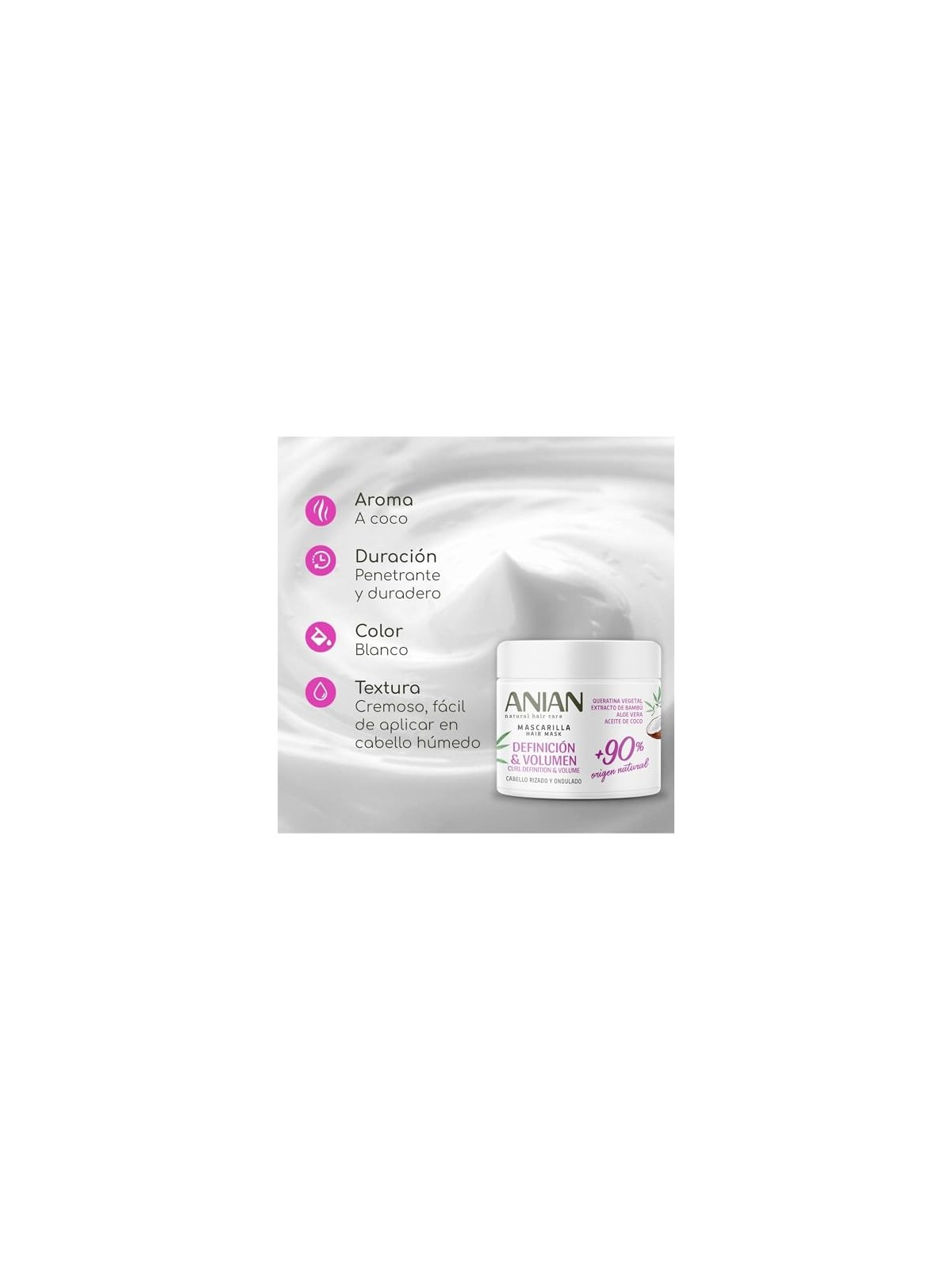Anian DEFINIZIONE e VOLUME maschera di cheratina vegetale 350ml per donna