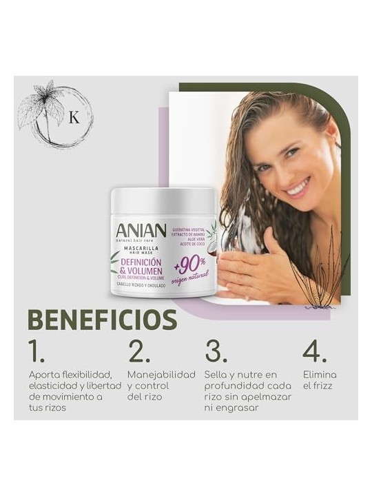 Anian DEFINIZIONE e VOLUME maschera di cheratina vegetale 350ml per donna