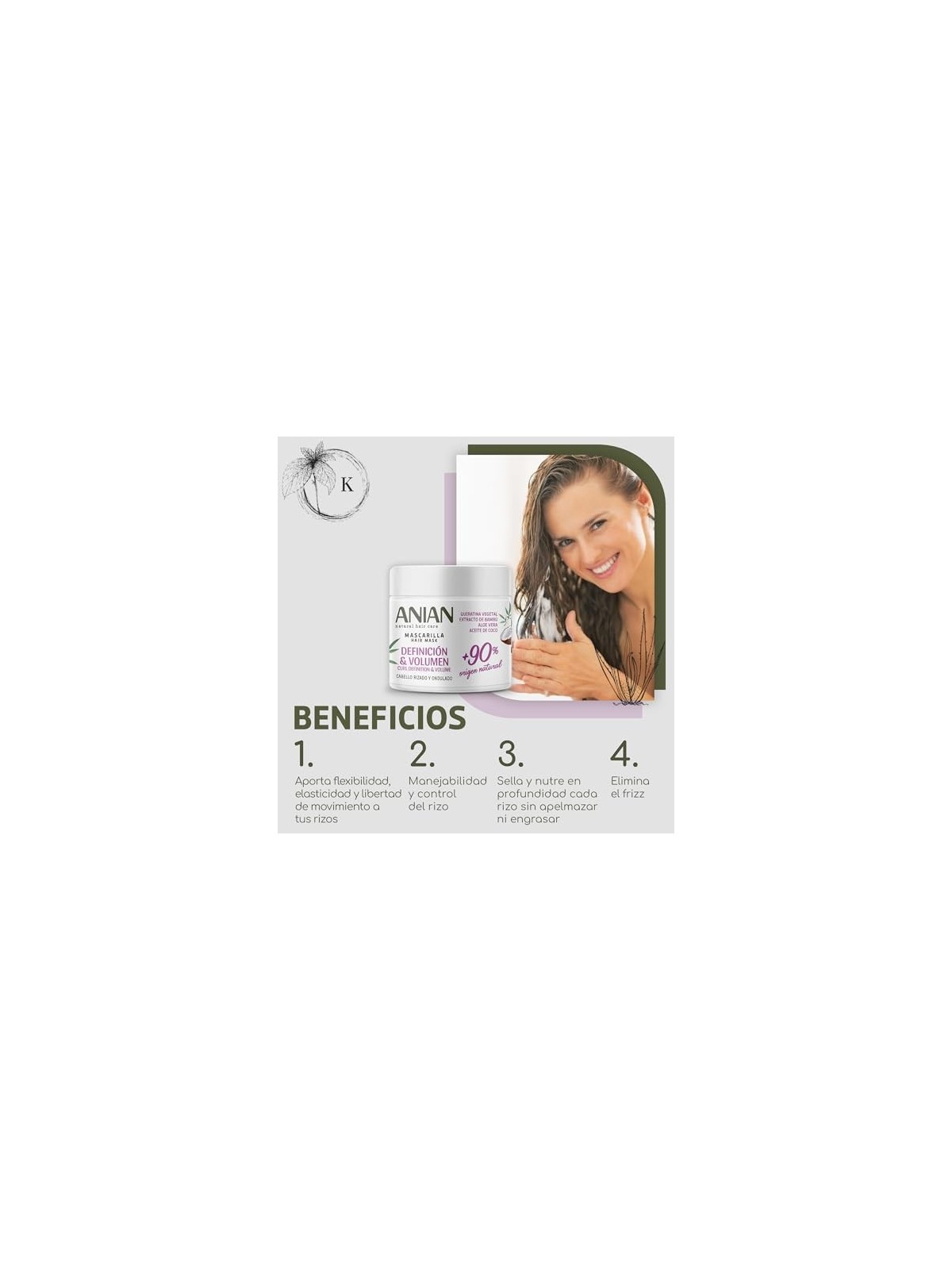 Anian DEFINIZIONE e VOLUME maschera di cheratina vegetale 350ml per donna