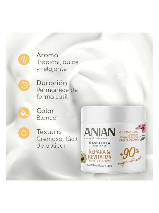 Anian RIPARA e RIVITALIZZA maschera di cheratina vegetale 350ml per donna