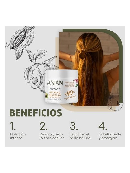 Anian RIPARA e RIVITALIZZA maschera di cheratina vegetale 350ml per donna