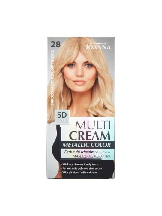 JOANNA Multi Cream Metallic Color Tintura per capelli effetto 5D 28 Biondo perla molto chiaro