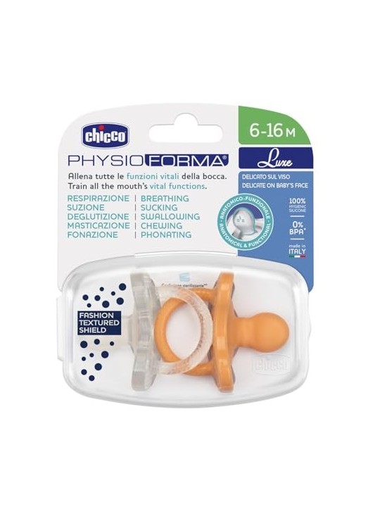 CHICCO Physioforma Luxe ciuccio in silicone 616 mesi Arancione Incolore 2 pz