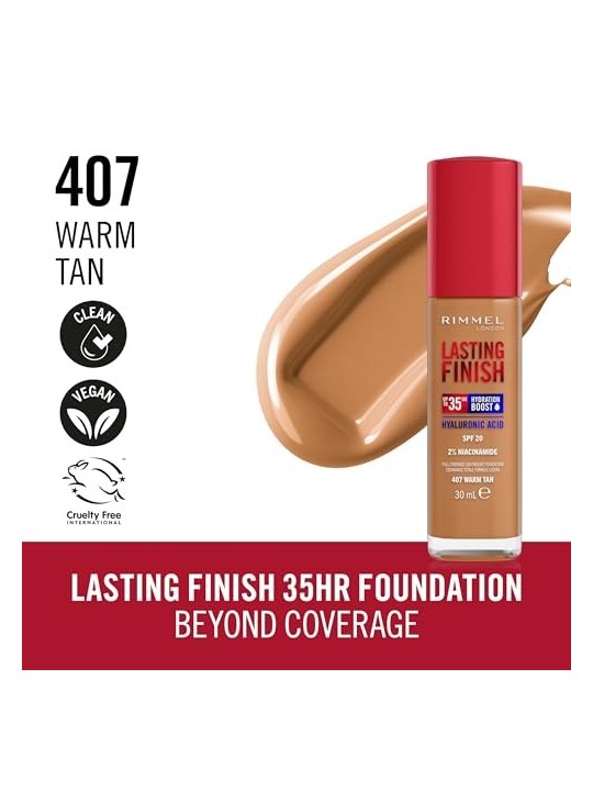 Rimmel London FINITURA DURATURA boost di idratazione SPF20 407Warm Tan 30ml donna