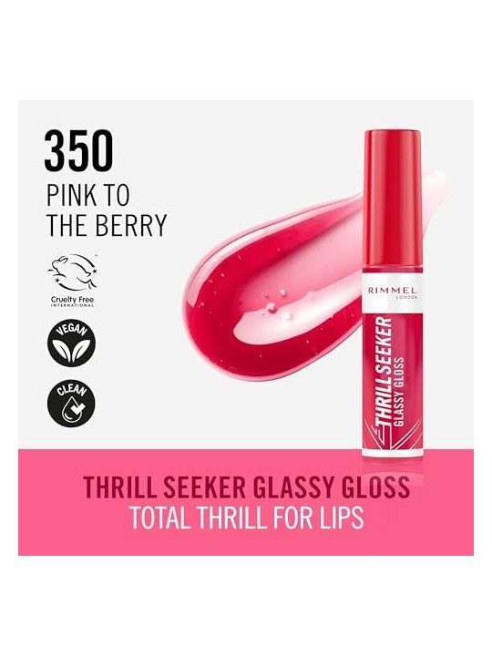 Rimmel Thrill Seeker Glassy Gloss Lucidalabbra idratante 11 ml donna 350 Pink To The Berry