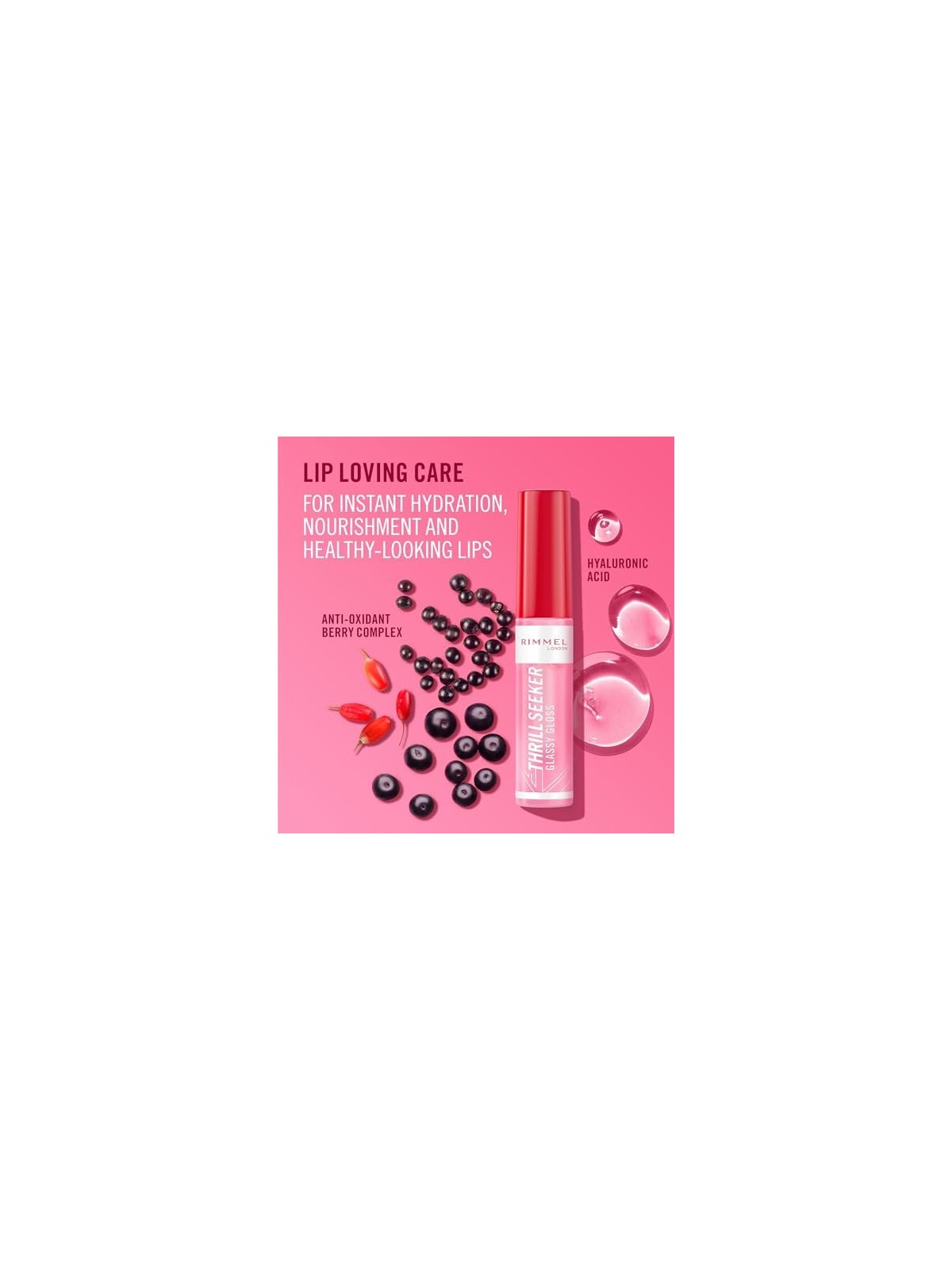 Rimmel Thrill Seeker Glassy Gloss Lucidalabbra idratante 11 ml donna 350 Pink To The Berry