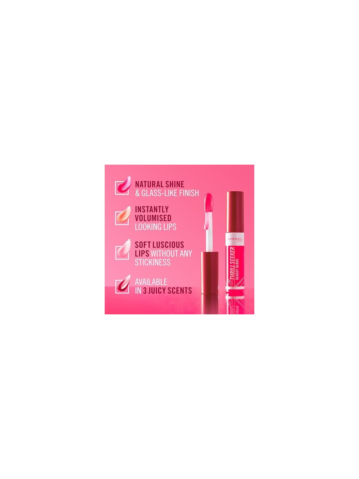 Rimmel Thrill Seeker Glassy Gloss Lucidalabbra idratante 11 ml donna 600 Berry Glace