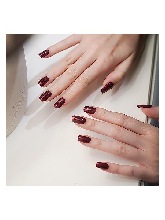 Unghie in gel premium glitter rosso rubino