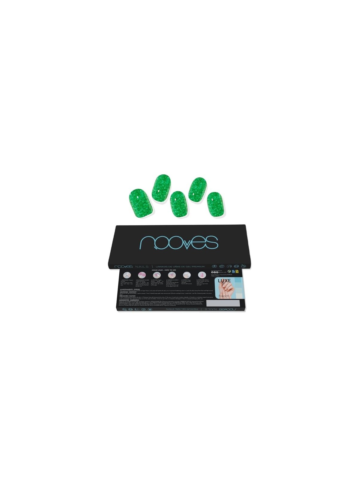 Nooves Lamine per Unghie in Gel con Glitter Glam Verde Jade 20 U unisex