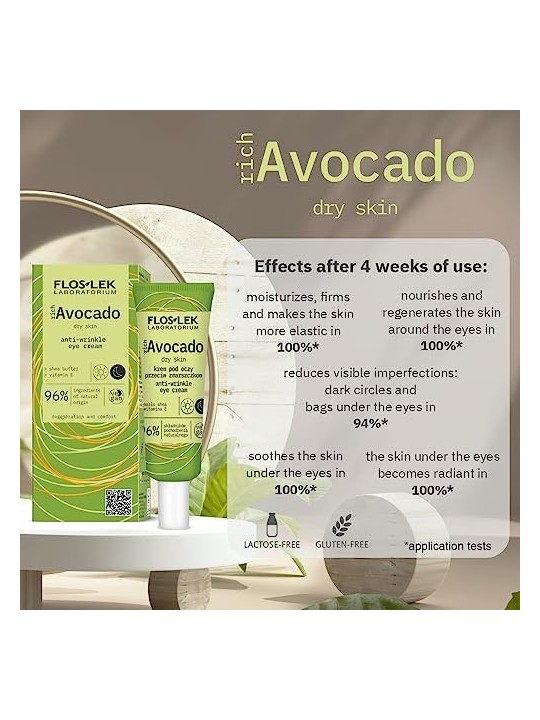FLOSLEK Crema contorno occhi antirughe ricca di avocado