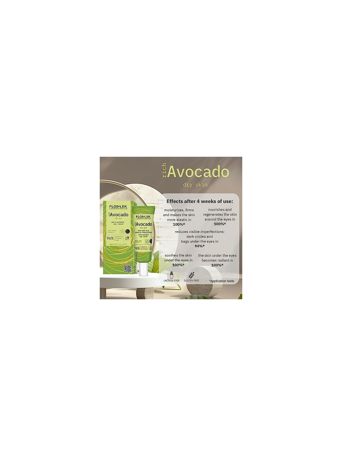 FLOSLEK Crema contorno occhi antirughe ricca di avocado