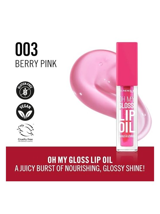 Rimmel Oh mio Gloss Lip Oil Olio labbra idratante 45 ml donna 003 Berry Pink