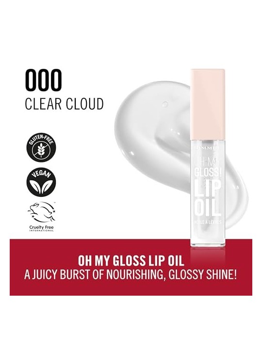 Rimmel Oh mio Gloss Lip Oil Olio labbra idratante 45 ml donna 000 Clear Cloud