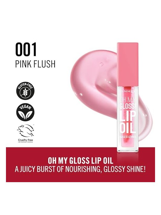 Rimmel Oh mio Gloss Lip Oil Olio labbra idratante 45 ml donna 001 Pink Flush