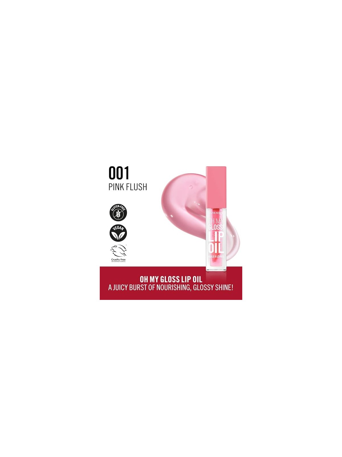 Rimmel Oh mio Gloss Lip Oil Olio labbra idratante 45 ml donna 001 Pink Flush