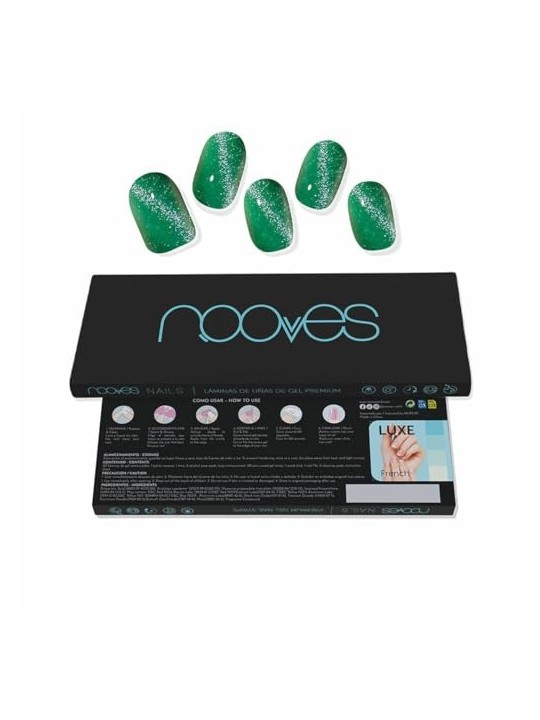 Nooves Lamine per Unghie in Gel di Vetro di Giada Premium Glam Cat Eye Verde 20 U unisex