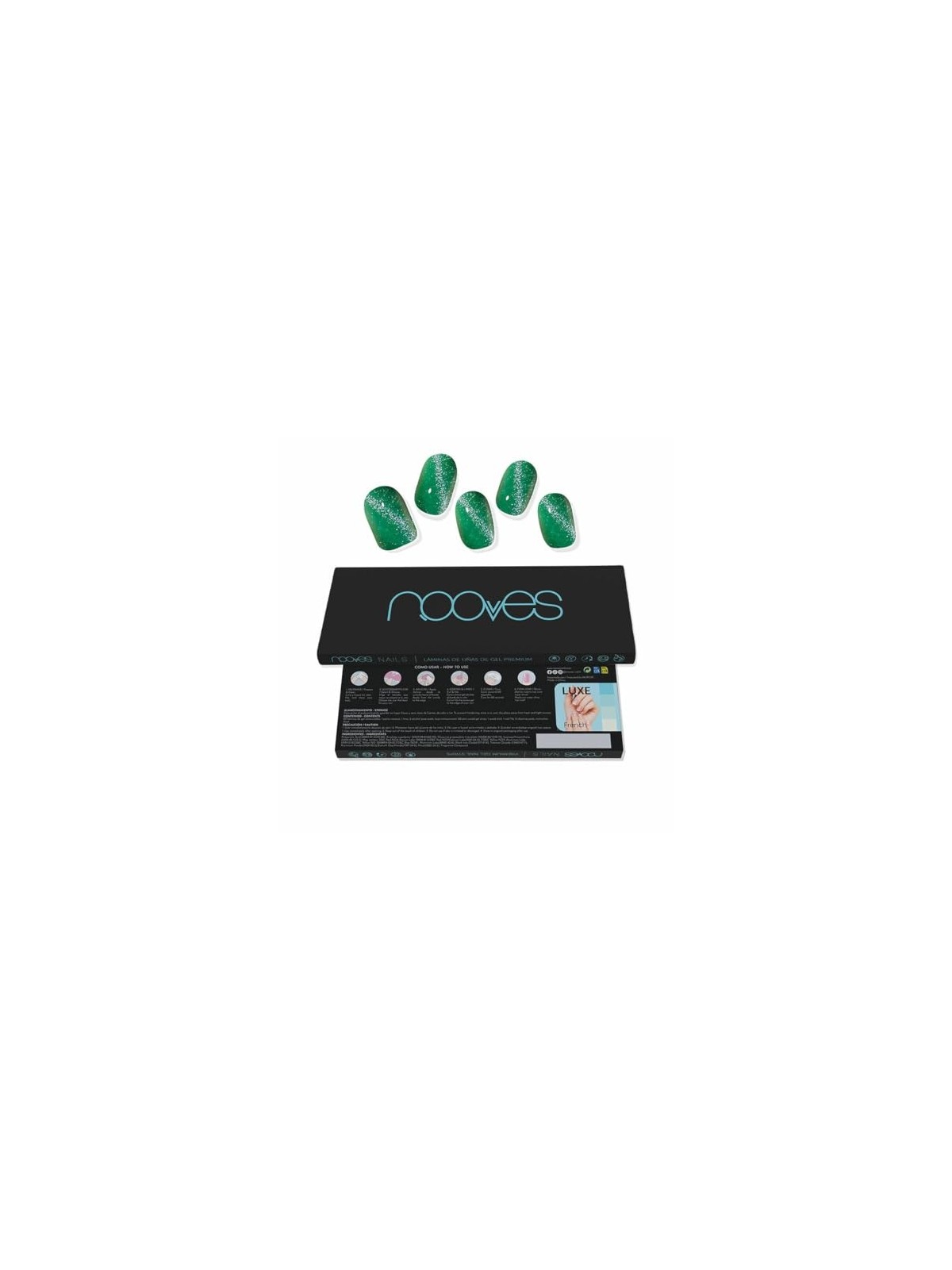 Nooves Lamine per Unghie in Gel di Vetro di Giada Premium Glam Cat Eye Verde 20 U unisex