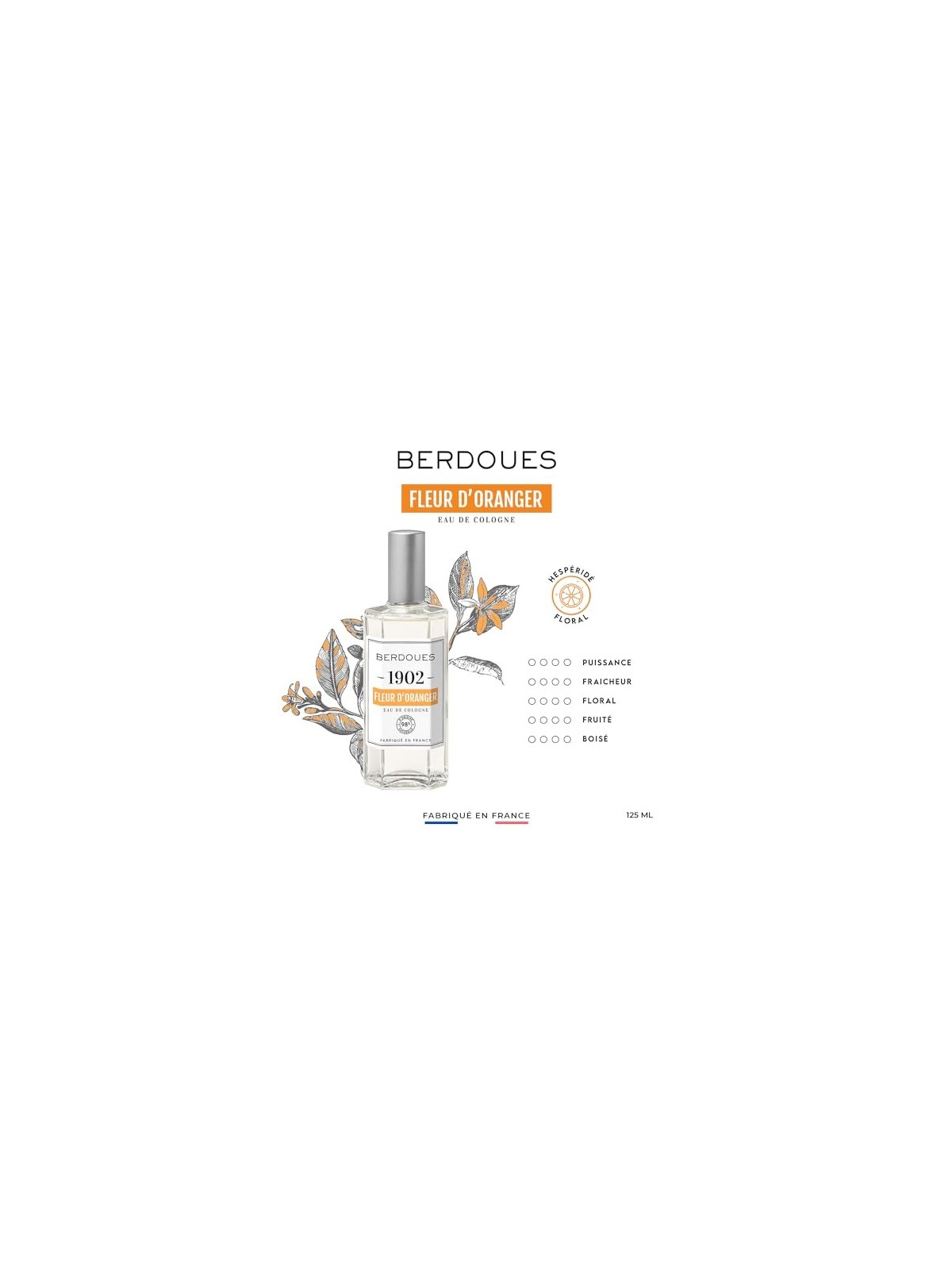 BERDOUES Fleur DOranger Eau de cologne spray 125ml