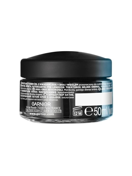 Crema viso mattificante GARNIER Pure Active AHA BHA Charcoal