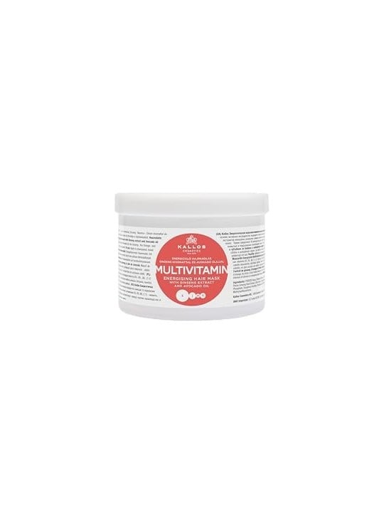 Kallos Multivitaminico con estratto di Ginseng e maschera per capelli allavocado donna 500ml