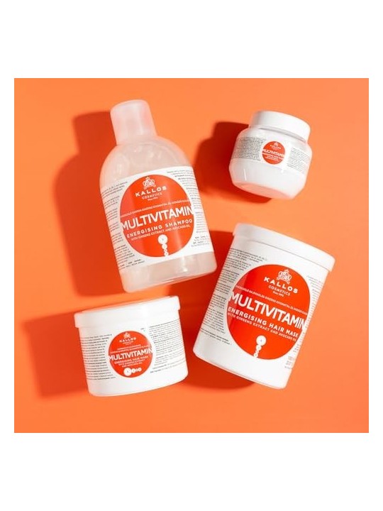 Kallos Multivitaminico con estratto di Ginseng e maschera per capelli allavocado donna 500ml
