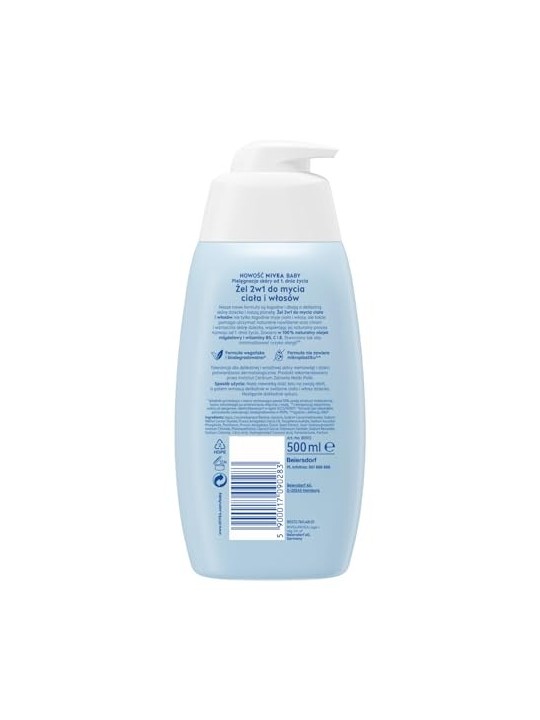 NIVEA Baby gel 2in1 per il lavaggio di corpo e capelli 500ml