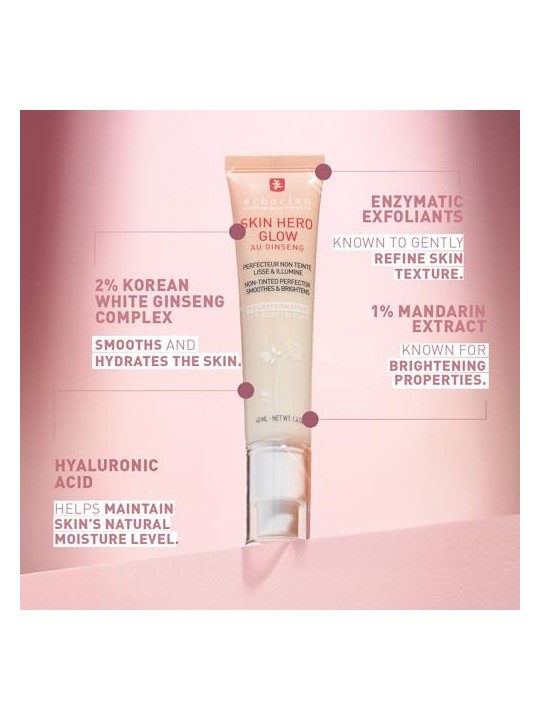 Erborian Skin Hero Glow Non colorato Perfector Leviga e illumina Crema per la pelle perfezionante e illuminante donna 40ml