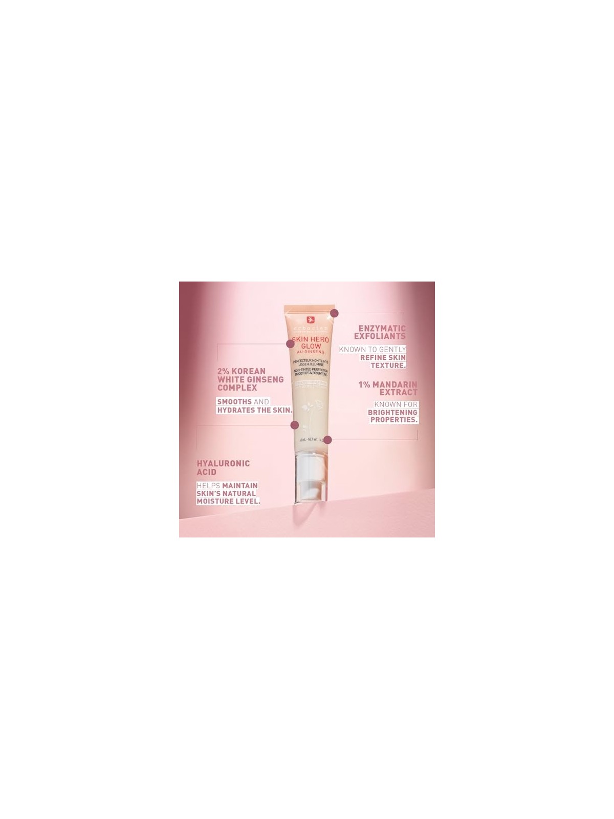 Erborian Skin Hero Glow Non colorato Perfector Leviga e illumina Crema per la pelle perfezionante e illuminante donna 40ml