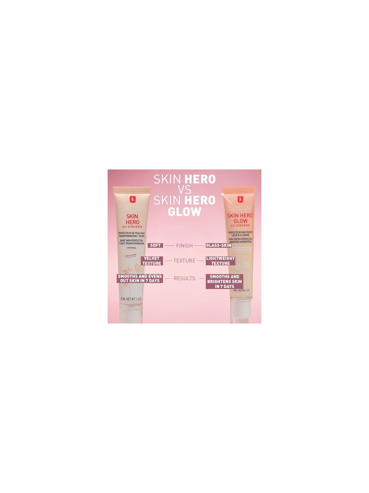 Erborian Skin Hero Glow Non colorato Perfector Leviga e illumina Crema per la pelle perfezionante e illuminante donna 40ml