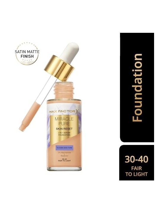 Fondotinta siero 2in1 Max Factor Miracle Pure Skin Reset 30 ml donna 3040 Fair To Light