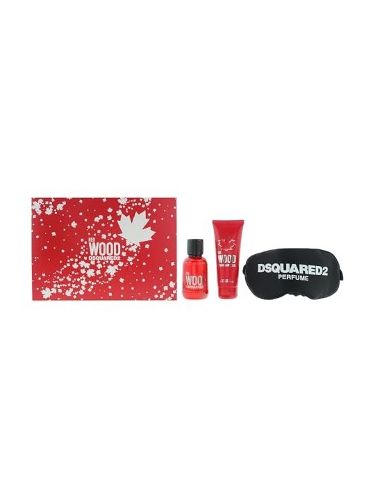 Dsquared Red Wood Gift set eau de toilette 50 ml shower gel 100 ml and sleeping mask donna 50ml Dsquared www.essenzetotalstyle.c