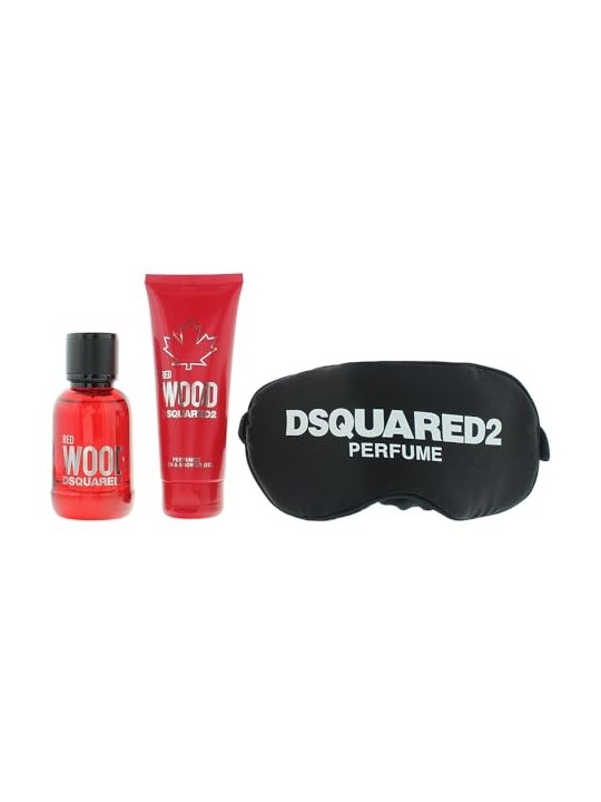 Dsquared Red Wood Gift set eau de toilette 50 ml shower gel 100 ml and sleeping mask donna 50ml Dsquared www.essenzetotalstyle.c