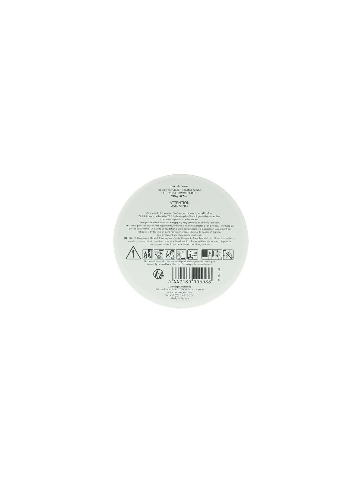 Candela profumata Courreges L'Eau De Liesse 190g