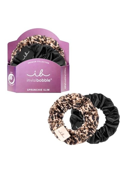 Invisibobble Sprunchie Slim Premium Leo Fascia Capelli Neri 2 pz donna