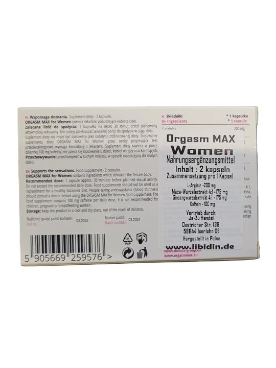MEDICAGROUP Orgasm Max Per le donne 30 minuti prima del rapporto Integratore alimentare 2 capsule