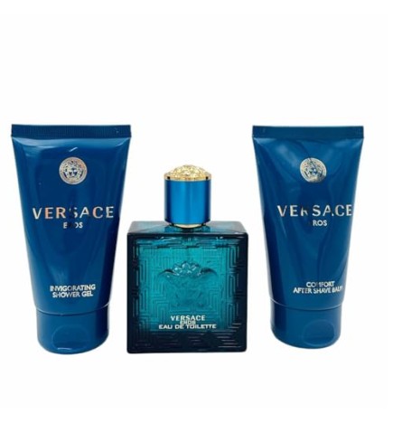 Versace Eros Pour Homme Giftset 150ml eau de toilette Spray 50ml-After Shave Balm 50ml-Shower Gel 50ml