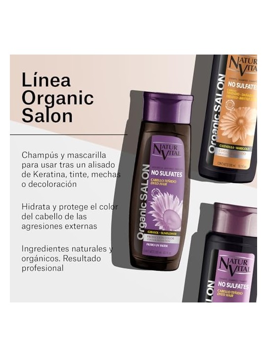 Natur Vital ORGANIC SALON shampoo senza solfati protezione colore unitV 300ml unisex