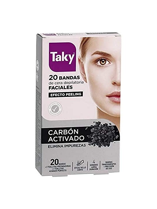 Taky CARBON ATTIVO bande di cera per la depilazione facciale 20 unit donna