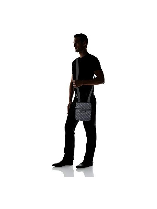 Guess Dan Borsa Tracolla con Zip Superiore Piatta Nero Uomo